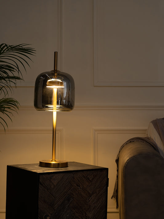 Nymph Smoke Glass Sleek Base Table Lamp